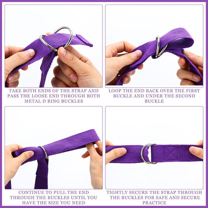 6 Pcs Yoga Straps for Stretching 8 Ft, Safe D Ring Buckle