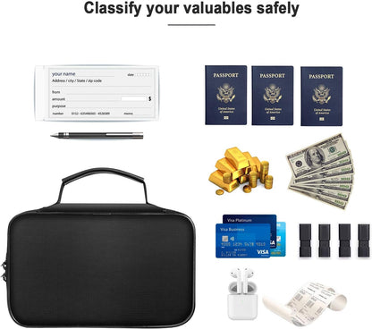 ENGPOW Small Fireproof Storage Organizer Case with Lock, 9”x 5.3”x 3.7”