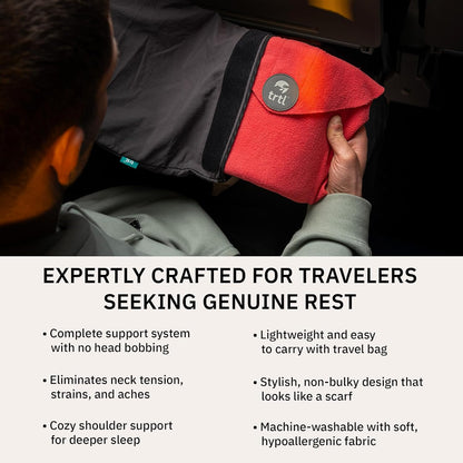 Trtl Pillow - Scientifically Proven Neck Support Travel Pillow for Airplanes - Lightweight and Machine Washable - Ergonomic Design for Traveling on Cars and Trains - Black