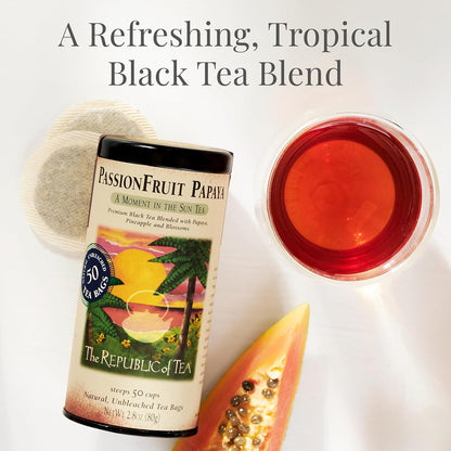 The Republic of Tea Passion Fruit Papaya Black Tea, 50 Count