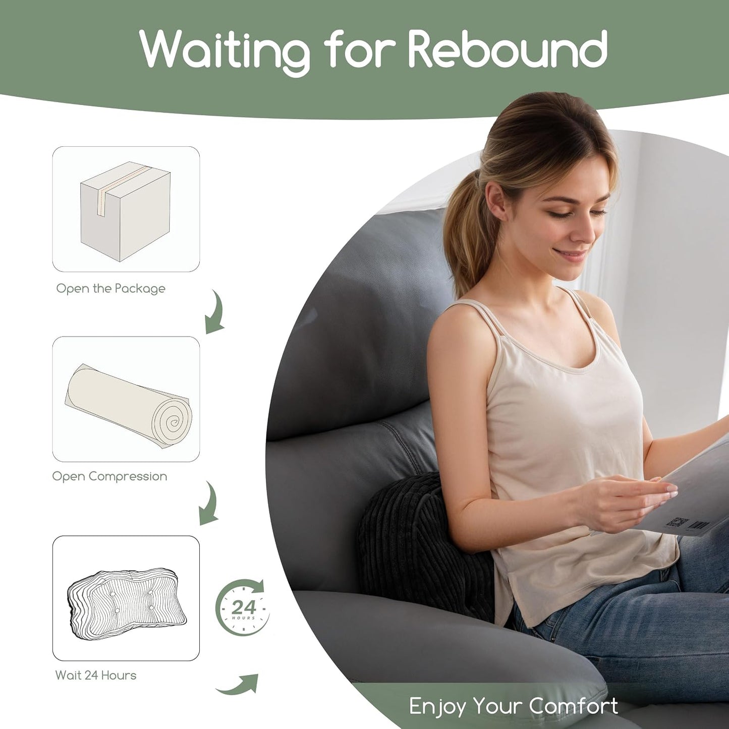 HIGOGOGO Lumbar Support Pillow for Recliner Chair/Accent Chair/Couch/Office Chair, Tufted Corduroy Back Support Cushion for Elderly, Recliner Cushions for Back Rest, Pain Relief, Reading, Brown