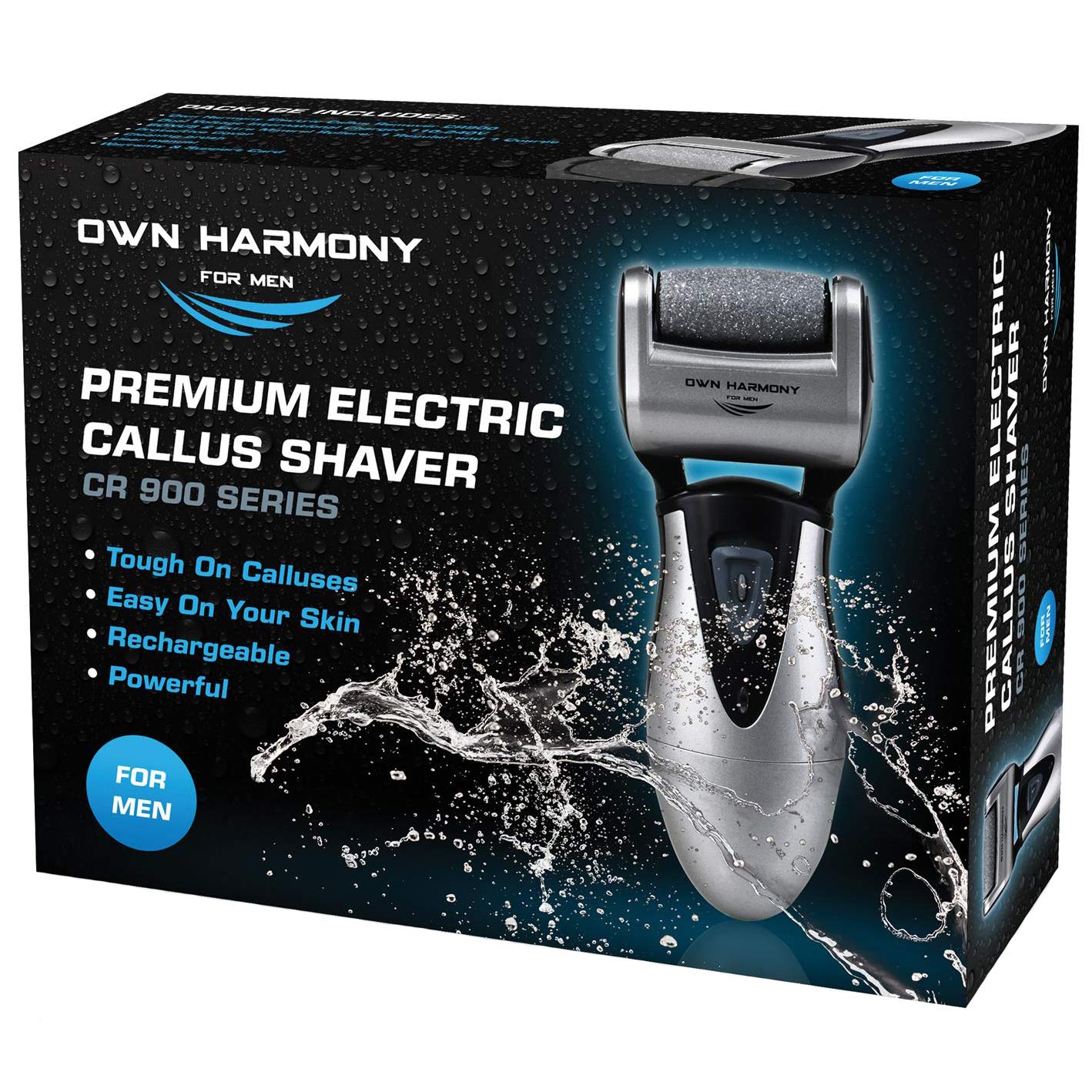 Electric Callus Remover: Rechargeable Electronic Foot File CR900 by Own Harmony (Powerful Motor) Best Pedicure Tools w 3 Rollers Professional Pedi Feet Care Sander for Cracked Heels and Hard Skin