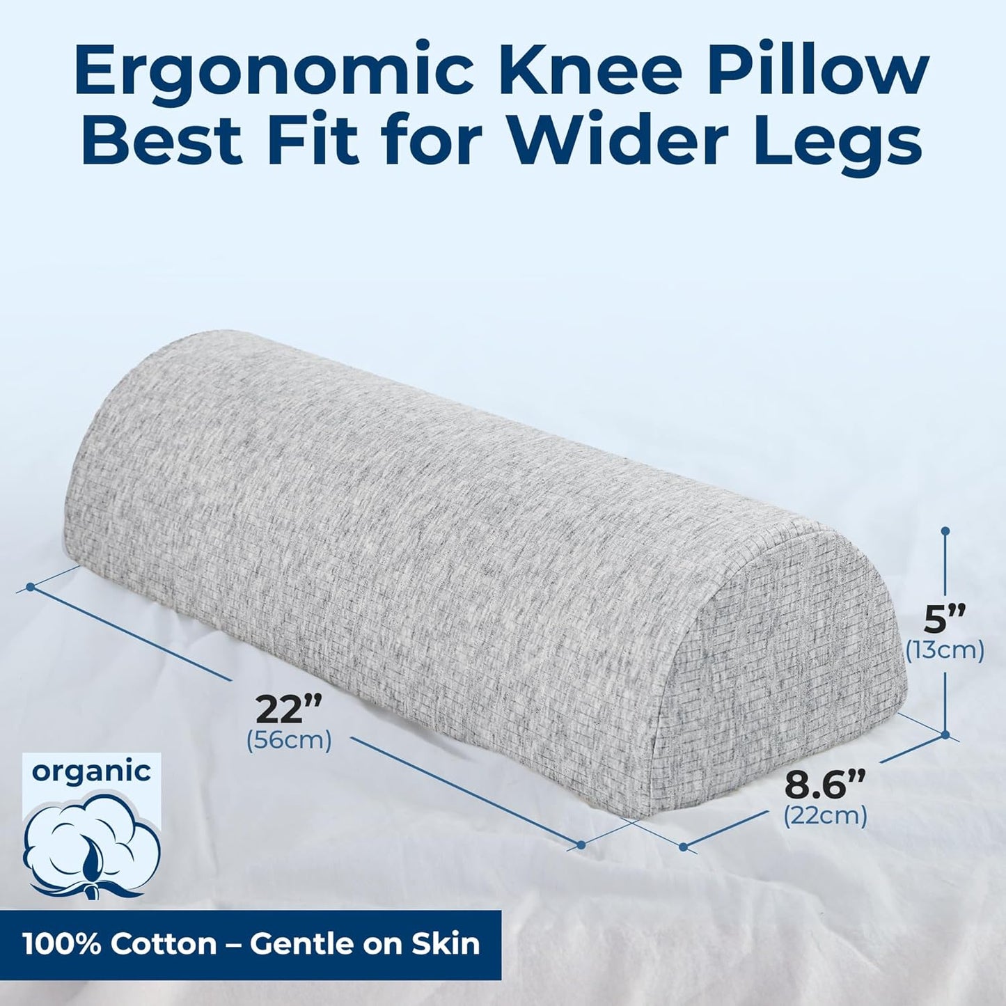 5 STARS UNITED Knee Pillow for Back Sleeping – Half Moon Bolster Pillow for Legs, Under Knee Pillow for Sleeping on Back, Memory Foam Leg Pillow for Back Pain, Gray