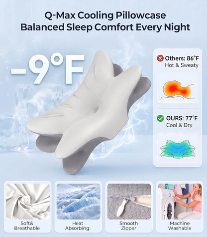 Cervical Neck Pillow for Pain Relief, Bed Pillows for Sleeping, Ergonomic Cooling Pillow, Orthopedic Contour Pillow for Side Back Stomach Sleepers,Neck Support Memory Foam Pillows with Pillow Covers