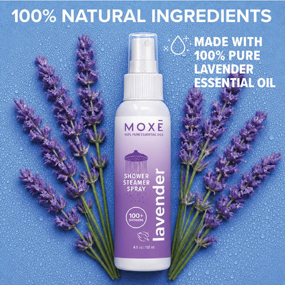 MOXĒ Eucalyptus Oil Shower Mist, Spa Steam Spray, Certified Natural 100% Essential Oils, Made in USA, Aromatherapy, Sinus Congestion Relief, Tension Relief, 4 Ounces