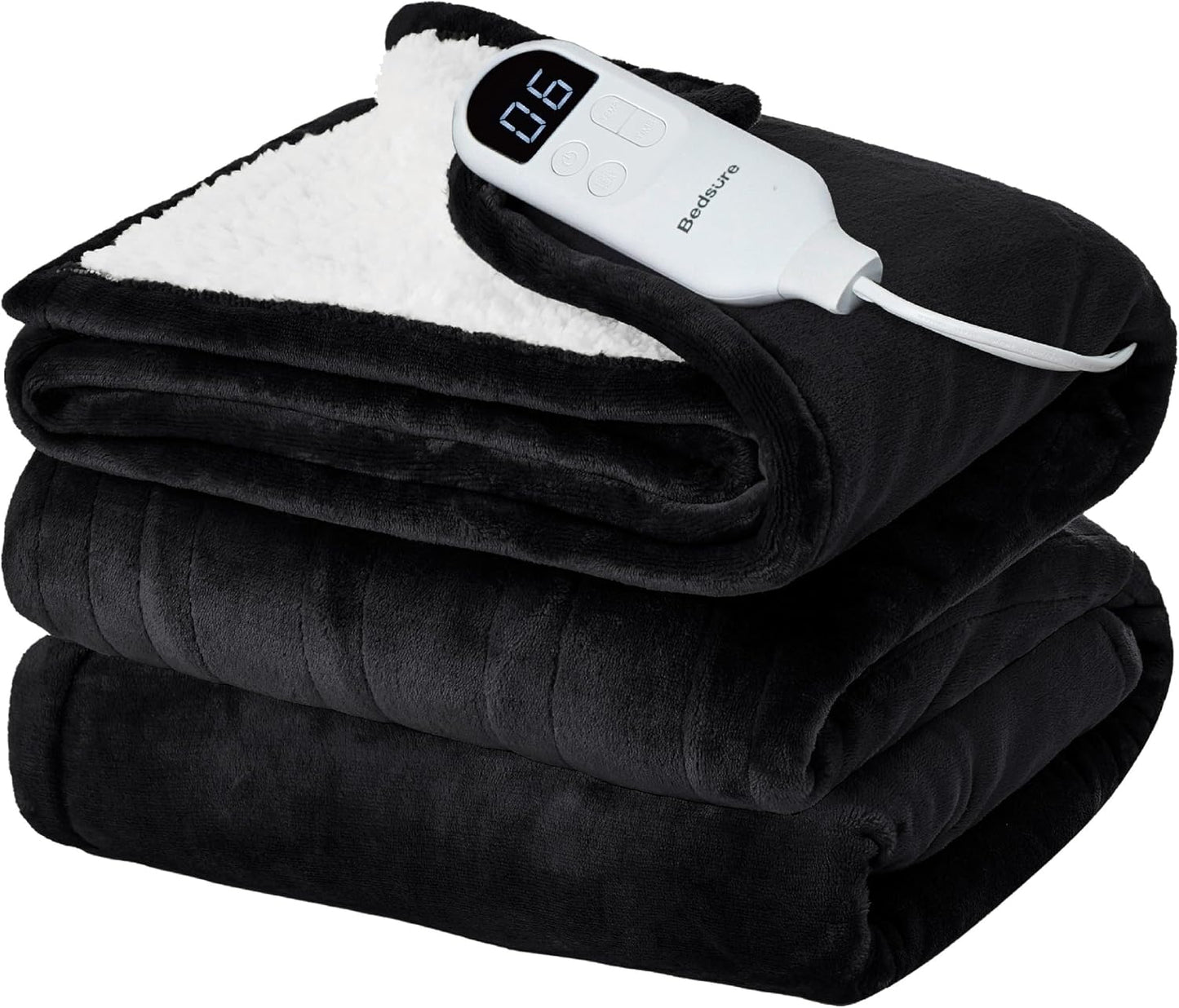 Bedsure Heated Blanket Throw Blanket with Preheat Function - Fast Heating Electric Blanket, Soft Flannel Throw with 6 Time Settings(Up to 10H), 6 Heating Settings, Gifts for Grandma (50"x60", Cream)