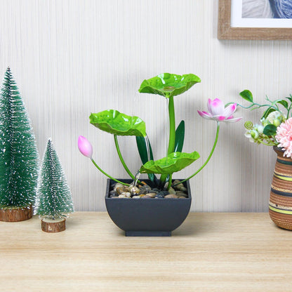 Water Fountain Indoor Waterfall Fountain 3-Tier Tabletop Fountain Lotus Desk Relaxation Home Decor Including Lots of Rocks and Soothing Sound Machine (Green 1)