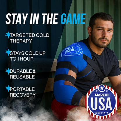PRO ICE Shoulder Elbow Ice Therapy Wrap for Youth - Excellent for Treating Rotator Cuff injuries, Elbow Joint and Muscle Inflammation - Reusable Ice Packs Included - Arm Ice Pack Wrap for Pitchers
