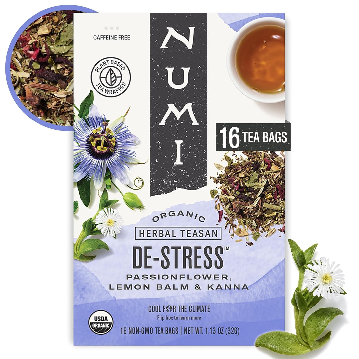 Numi Organic Chamomile Lemon Tea, 54 Herbal Tea Bags, Caffeine Free