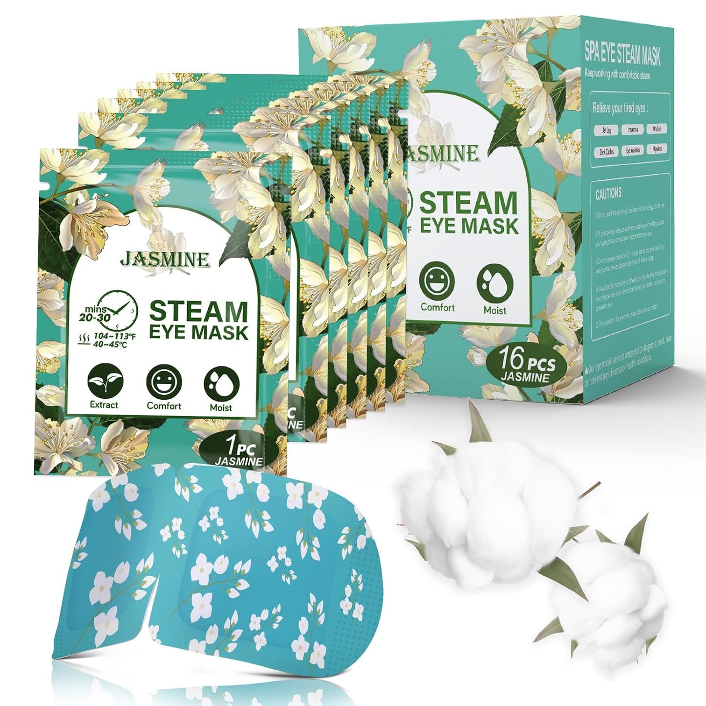 16 Packs Steam Eye Masks for Dry Eyes, Self Heating Warm Compress for Eyes Fatigue & Puffiness Relief, Disposable Heated Eye Mask Travel Essentials, Spa Relaxation Set for Women Christmas, Unscented