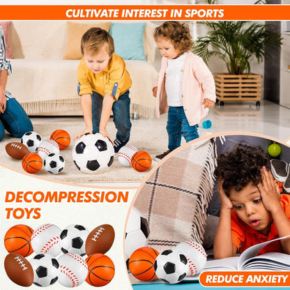 Leyndo 50 Pack Sports Stress Balls Bulk, Basketball Football Baseball