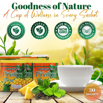 GN + VIDA Pinalim Tea | Pineapple Based Tea Containing Red Tea, Green Tea, White Tea and Senna Leaf | 30 Tea Bags