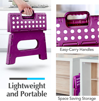 Handy Laundry Folding Step Stool - Sturdy Enough Collapsible Stool to Support Adults - Opens Easy with One Flip - Great for Kitchen, Bathroom or Bedroom (Black - 9 Inch)