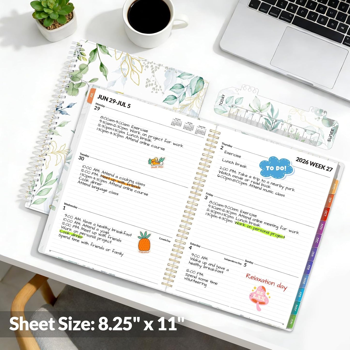 SUNEE Academic Planner 2026-2027 – Weekly & Monthly Planner, July 2026 to June 2027, 6.4"x8.3", Thick Paper, Tabs, Pockets, Bookmark, Spiral-Bound, Student Teacher Organizer, Black