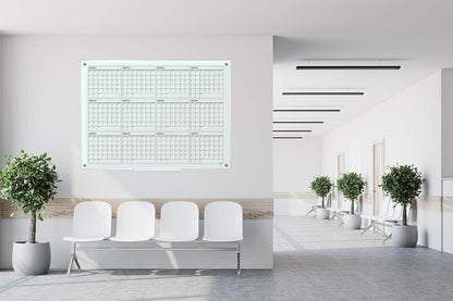 Magnetic 34”x46” Glass Whiteboard Calendar Yearly Dry Erase Planner for Wall Large Glass Whiteboard Calendars for Home and Office