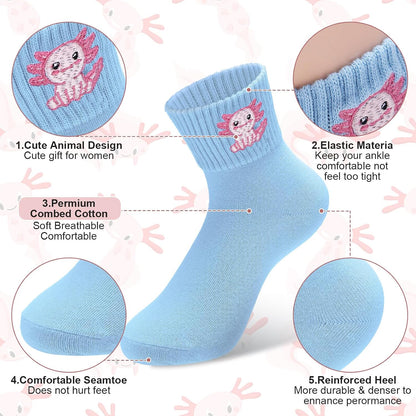 Eurzom 10 Pairs Socks Womens Crew Elastic Ankle Length Cotton Socks Aesthetic Cute Lightweight Low Cut Gifts for Women - Colors A