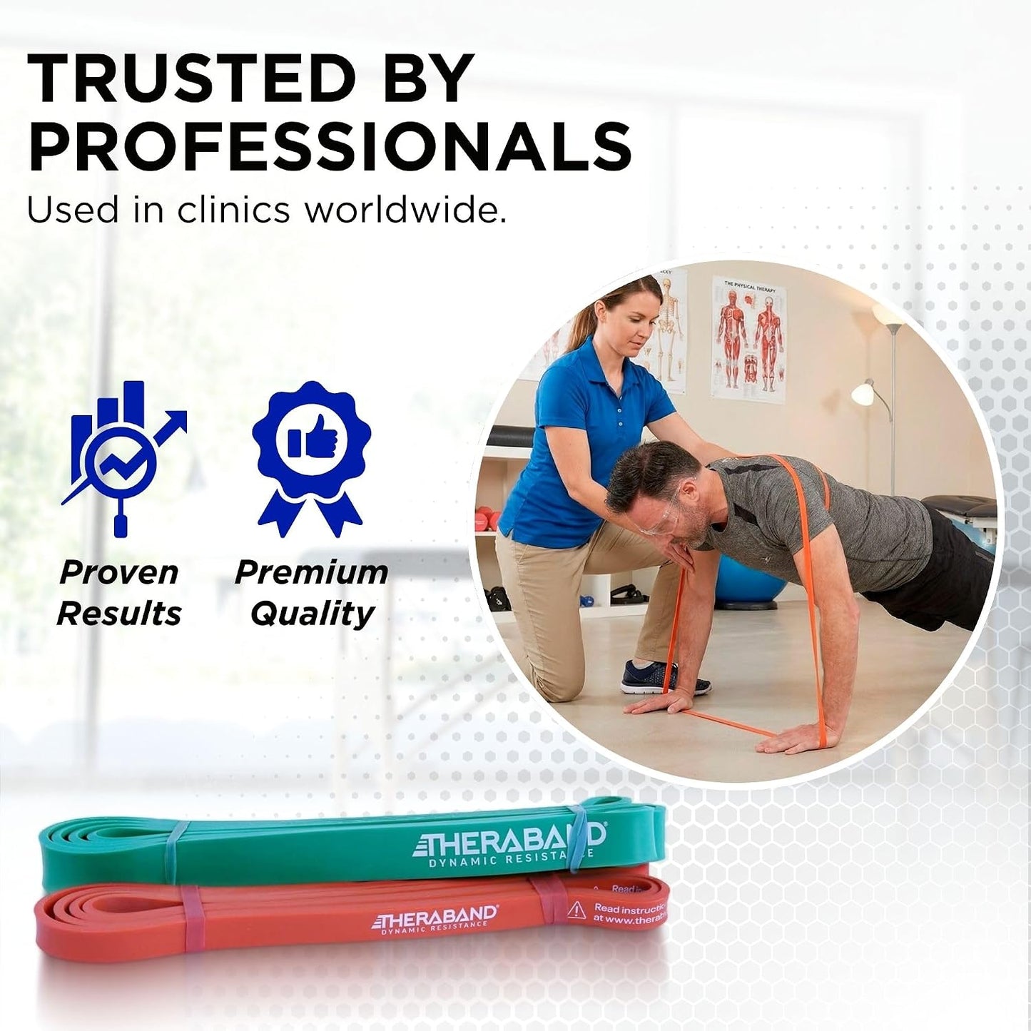 THERABAND High Resistance Band Set of 2, Light and Medium Loop, 15-25 lb