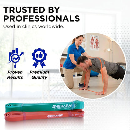 THERABAND High Resistance Band Set of 2, Light and Medium Loop, 15-25 lb