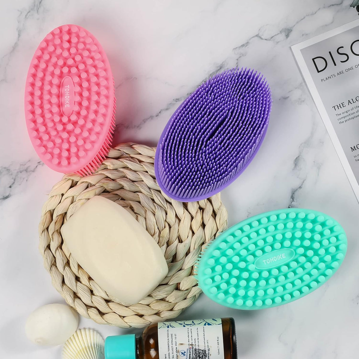 Silicone Body Scrubber Loofah 3 Pack Exfoliating Soft Loofah Shower Brush