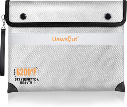 Fireproof Document Bag - 6200°F Important Document Bags with Zipper, Water Resistant Fire Proof Money Bags for Cash, Cell Phone, Tablet, Credit Card,Passport and Valuables (14.2"x11.2", Black)