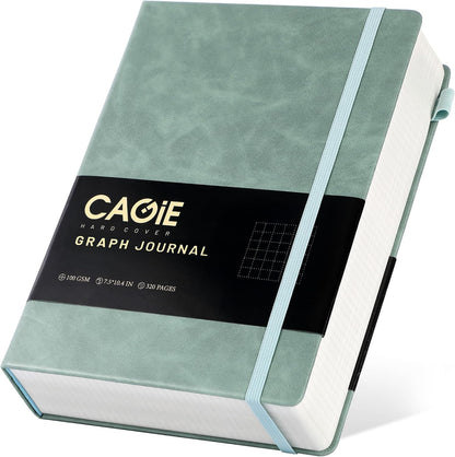 CAGIE Lined Journal Notebook for Women Men 320 Pages 100 Gsm Paper Thick Journaling Notebooks A5 Leather Journals for Writing Hardcover Journal Supplies for Work Note Taking Diary, 5.7x8.3 In, Green