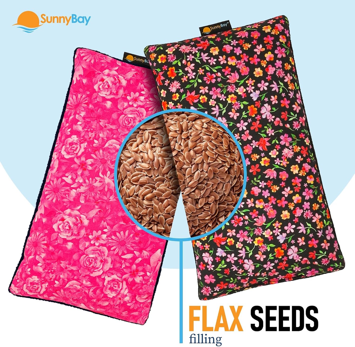 SunnyBay Small Microwave Heating Pad, Microwavable Versatile Cold/Heated Neck and Shoulder Wrap for Back Pain and More, Moist Heat Cotton-Fleece Pad, 6x11 Inches, Hot Pink and Red Flower, Pack of 2