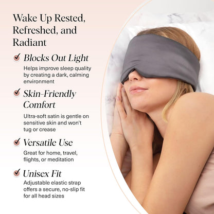 Kitsch Contour Pillow Eye Mask – Softer Than Silk Eye Masks for Sleep, Blindfold Sleep Masks for Women & Men, No Eye Pressure, Lightweight, Eye Care, Travel Essentials - Charcoal