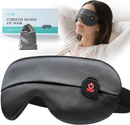 YFONG Cordless Heated Eye Mask for Dry Eyes, Warm Eye Compress, Blue