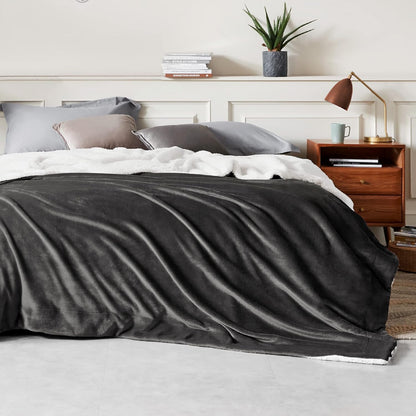Bedsure GentleSoft Sherpa Fleece Throw Blanket for Couch, Non-Heated, Thick & Warm Cozy Blanket for Winter, Soft Fuzzy Plush Throw Gifts for Women and Men, Grey, 50x60 Inches