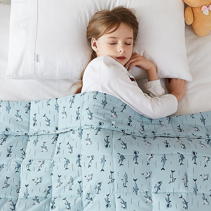 L'AGRATY Weighted Lap Pad 7lb: Small Weighted Blanket for Adults - Cooling Portable Travel Blanket for Relaxation Sleeping - Washable All-Season (29" x 24")