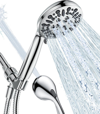 6-Setting Shower Head with Handheld, JDO High Pressure Hand held Shower Head, 4.7 Inch Chrome Detachable Showerhead Set with 59 Inch Stainless Steel Hose and Adjustable Showerhead Holder
