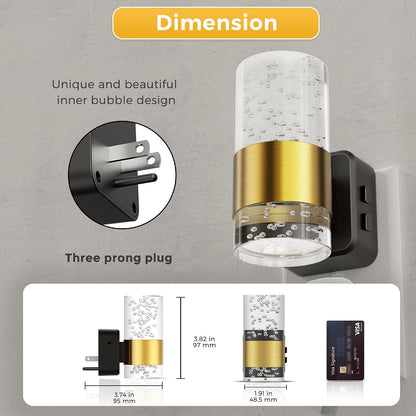 L LOHAS LED Night Lights Plug into wall, Amber Night Light with Adjustable Brightness, Plug in NightLight with Auto Light Sensor, Wall Sconce-Style Design Night Light for Bathroom,Hallway, 2 Pack