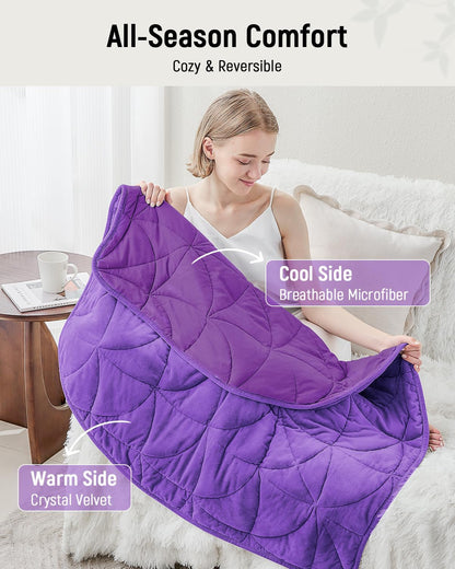 Weighted Lap Blanket 7 lbs for Adults, Luxury Soft Small Weighted Blanket, Compact Portable Weighted Lap Pad for Relaxation, Sleeping, Travel, All-Season Use, Forest Green, 40" x 52"