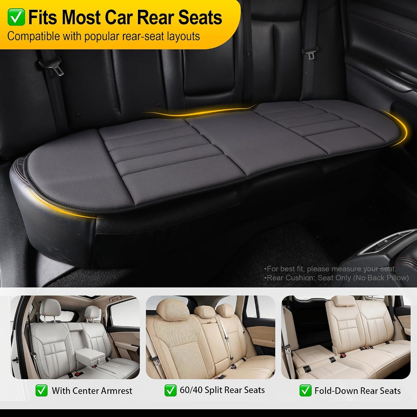 kingphenix Car Seat Cushion with 1.2inch Comfort Memory Foam, Seat Cushion for Car and Office Chair (Black)