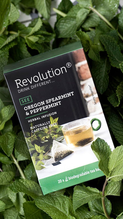 REVOLUTION TEA® Southern Mint [THE ORIGINAL] – Oregon Spearmint & Peppermint – Premium Full Leaf Tea – Biodegradable Infuser Tea Bags – Herbal Tea – Naturally Caffeine Free – 20 Bags