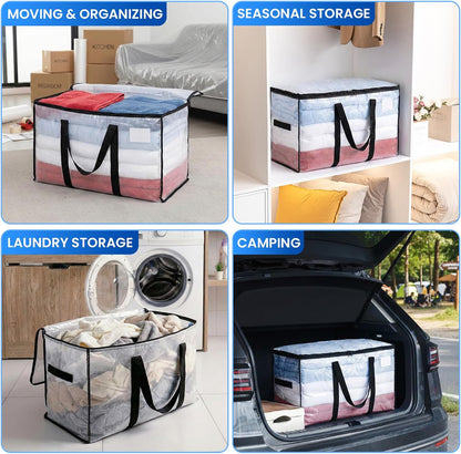 TAILI Blue Extra Large Moving Bags,Storage Bags with Visible Window