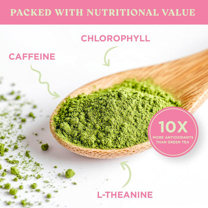 The Harmony Matcha Vanilla (10 Sticks) Premium Sweetened Japanese Matcha Powder, Rich in Antioxidants & L-Theanine, Dairy, Gluten, & Preservative Free, Serve Hot or Iced