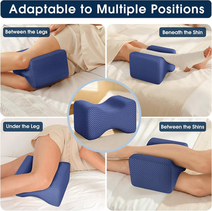 BlissTrends Memory Foam Knee Pillow, Knee Pillow for Side Sleepers, Leg Pillows for Sleeping Blood Circulation, Elevation Pillow for Spine Aligning, Sciatica, Back, Hip, Knee, Ankle Pain, Grey