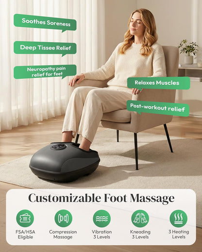 Heycool Shiatsu Foot Massager with Heat FSA Eligible HSA, Gift Men Women