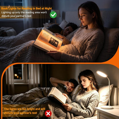 Book Light, Rechargeable Clear LED Flat Reading Light with 3 Colors & Timer, Dimmable Panel Plate Lamp Book Full Page Light for Reading in Bed at Night, Funny Gifts for Readers Kids Women Men (White)