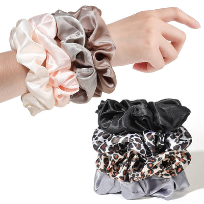 16 Pcs Scrunchies for Women - Black Satin Silk Scrunchies for Girls Hair Ties Elastics Bands Ponytail Holder Hair Accessories