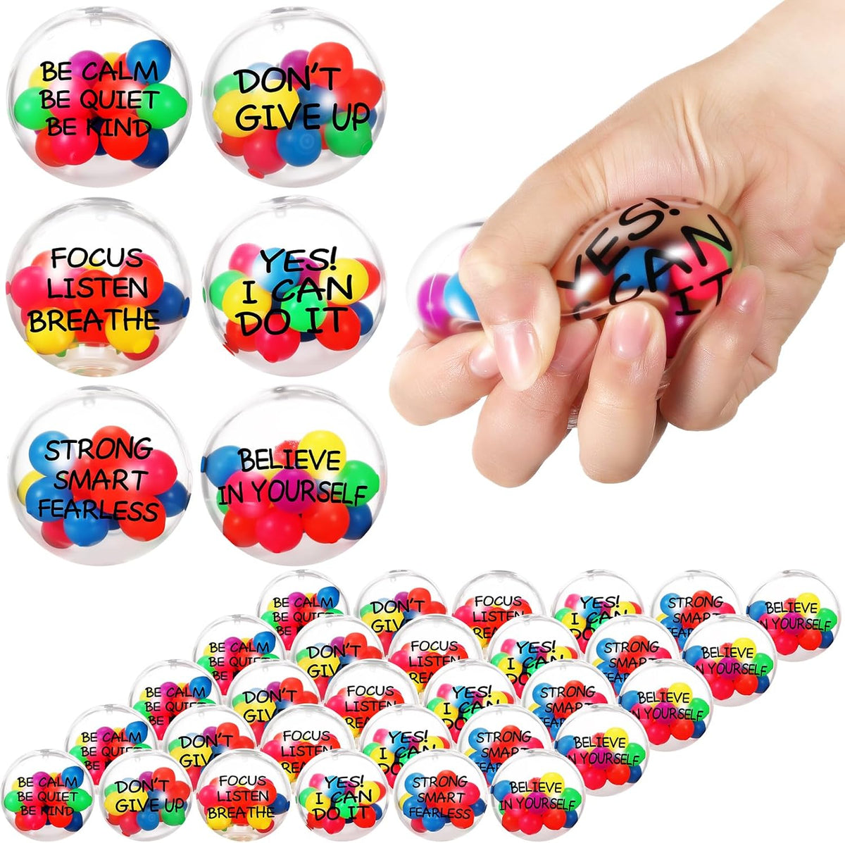Shappy 12 Pcs Inspirational Sensory Balls, Motivational Fidgets, 2.36 Inch
