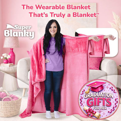 Super Blanky Wearable Blankets for Women & Men, Graduation Day Gift for Her, Cozy Gifts for Women, Wife Birthday Gifts Ideas