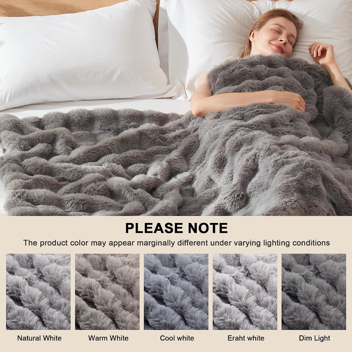 Heated Throw Blanket - Fast Heating 3D Jacquard Electric Heated Blanket, Cozy Heating Blanket with 6 Heating Settings & 4 Hours Auto-Off, Machine Washable, 50"x60", London Grey