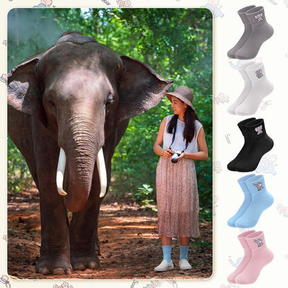 Eurzom 10 Pairs Socks Womens Crew Elastic Ankle Length Cotton Socks Aesthetic Cute Lightweight Low Cut Gifts for Women - Colors B