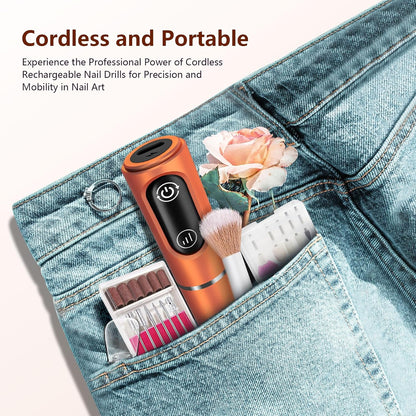 TUOBEO Cordless Nail Drill Electric Nail File Kit, Rechargeable Efile Set, Portable Acrylic Gel Nail Polish Remover Machine, Pedicure Manicure Tool, 11 Bits, 56 Sanding Bands, Salon Home, Purple