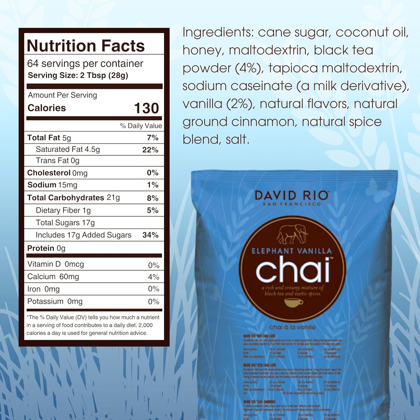 Orca Spice Reduced Calorie Chai Tea Latte Mix, 11.9 Oz, Black Tea, Organic Spices, Sugar Free, Dairy Free, Serve Hot or Cold, Just Add Water or Milk, 18 Servings