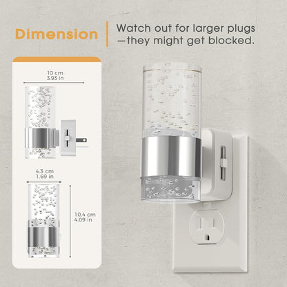 Briignite Night Lights Plug into Wall, Modern LED Night Light Plug in, Dusk to Dawn Sensor,Amber Night Light 0-100LM Adjustable Brightness, Dimmable NightLight for Hallway, Bedroom, Stairway, 2 Pack
