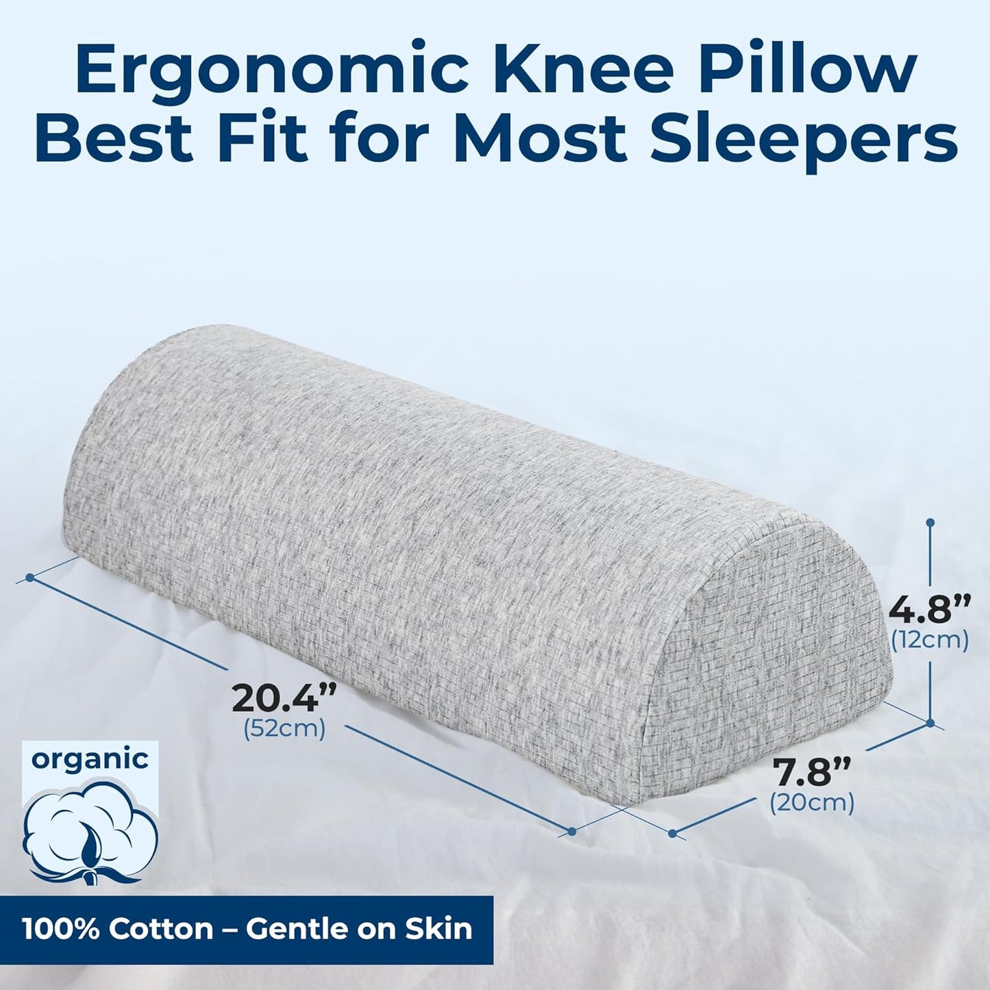5 STARS UNITED Knee Pillow for Back Sleeping – Half Moon Bolster Pillow for Legs, Under Knee Pillow for Sleeping on Back, Memory Foam Leg Pillow for Back Pain, Gray