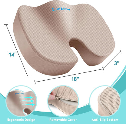 Office Chair Seat Cushion, Cooling Gel Enhanced Memory Foam Cushion for Long Sitting - Back, Sciatica, Coccyx, Tailbone Pain Relief Pillow - for Office, Gaming, Car, Wheelchair - Black, Large